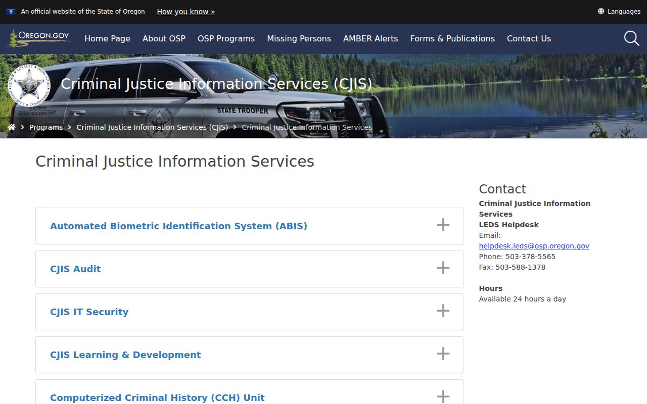 Dufur criminal history and Oregon State Police CJIS system