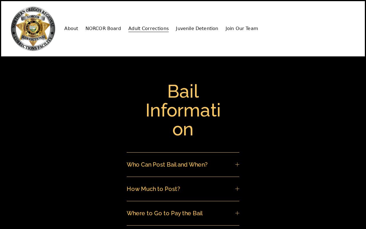 Wasco County arrest bail and custody information from NORCOR